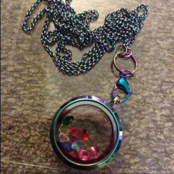 Floating  Locket Rainbow 🌈 Necklace - Picture 2 of 8